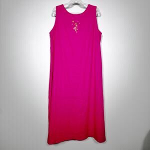 Fuchsia Linen Maxi Dress Size 18W Cottage Spring GirlPower Barbie